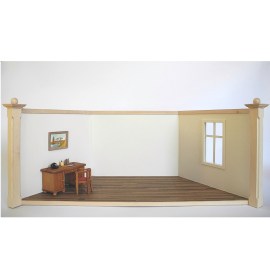 Puppenzimmer mit Fenster, weiss tapeziert